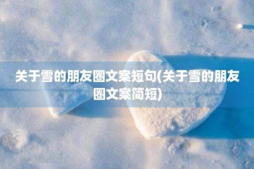 关于雪的朋友圈文案短句(关于雪的朋友圈文案简短)