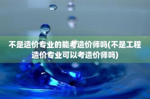 不是造价专业的能考造价师吗(不是工程造价专业可以考造价师吗)