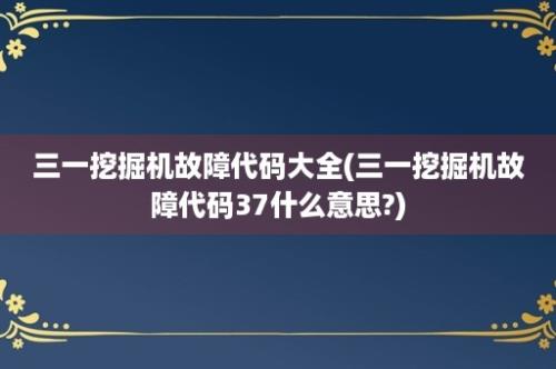 三一挖掘机故障代码大全(三一挖掘机故障代码37什么意思?)