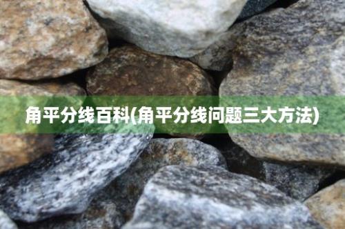 角平分线百科(角平分线问题三大方法)