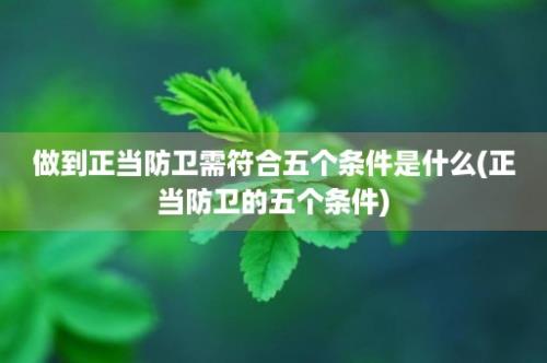 做到正当防卫需符合五个条件是什么(正当防卫的五个条件)