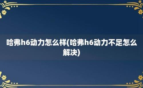 哈弗h6动力怎么样(哈弗h6动力不足怎么解决)