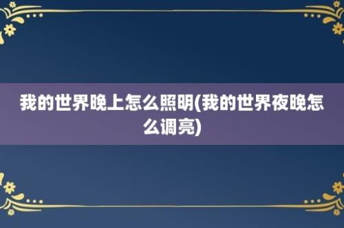 我的世界晚上怎么照明(我的世界夜晚怎么调亮)