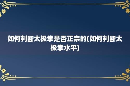 如何判断太极拳是否正宗的(如何判断太极拳水平)