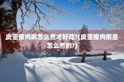 皮蛋瘦肉粥怎么煮才好吃?(皮蛋瘦肉粥是怎么煮的?)