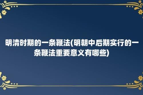 明清时期的一条鞭法(明朝中后期实行的一条鞭法重要意义有哪些)