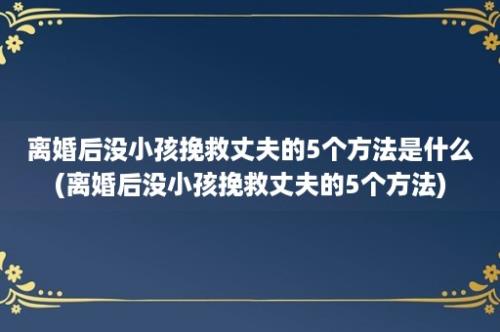 离婚后没小孩挽救丈夫的5个方法是什么(离婚后没小孩挽救丈夫的5个方法)