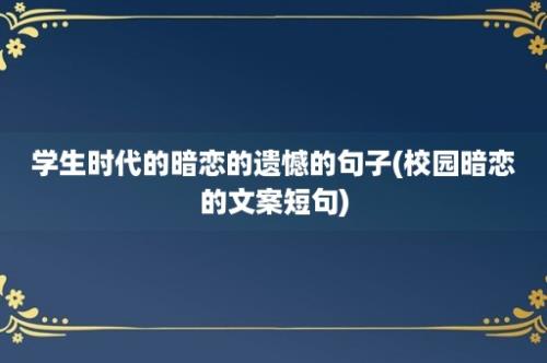 学生时代的暗恋的遗憾的句子(校园暗恋的文案短句)