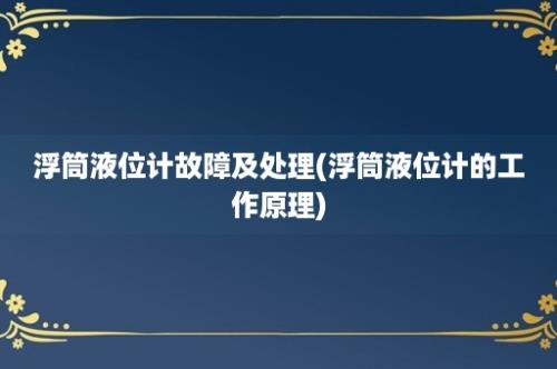 浮筒液位计故障及处理(浮筒液位计的工作原理)