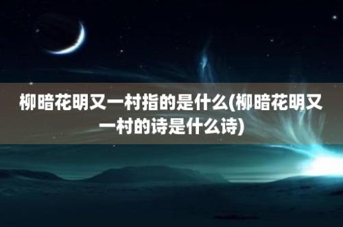 柳暗花明又一村指的是什么(柳暗花明又一村的诗是什么诗)