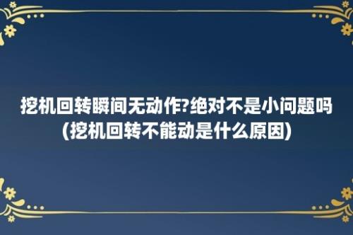 挖机回转瞬间无动作?绝对不是小问题吗(挖机回转不能动是什么原因)