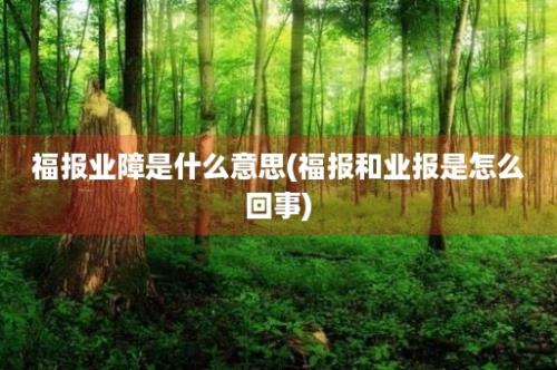 福报业障是什么意思(福报和业报是怎么回事)