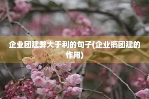 企业团建弊大于利的句子(企业搞团建的作用)