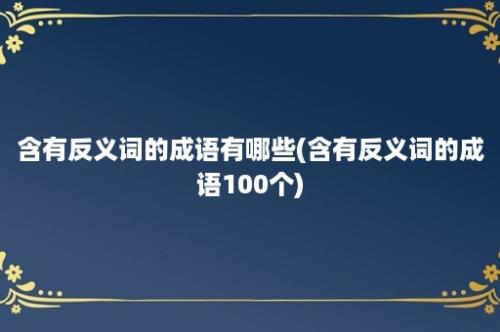 含有反义词的成语有哪些(含有反义词的成语100个)