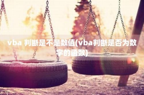 vba 判断是不是数值(vba判断是否为数字的函数)