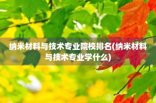 纳米材料与技术专业院校排名(纳米材料与技术专业学什么)