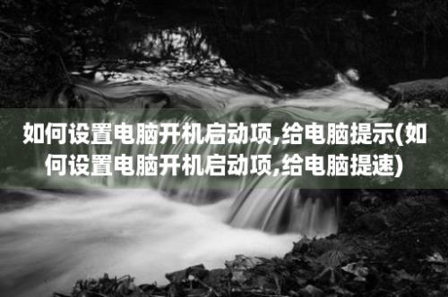 如何设置电脑开机启动项,给电脑提示(如何设置电脑开机启动项,给电脑提速)