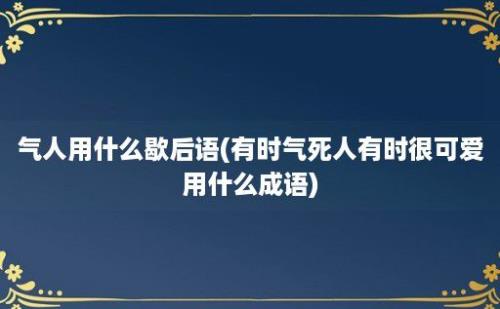 气人用什么歇后语(有时气死人有时很可爱用什么成语)