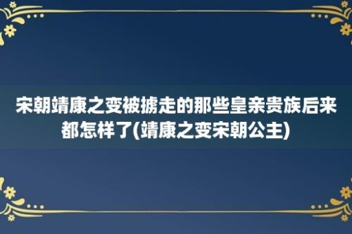 宋朝靖康之变被掳走的那些皇亲贵族后来都怎样了(靖康之变宋朝公主)