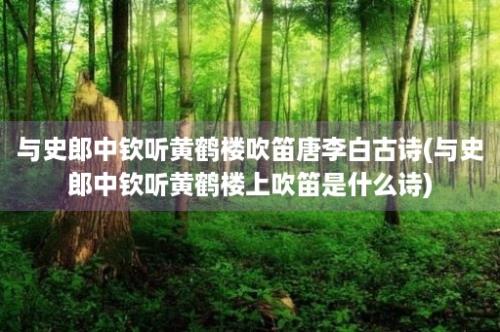 与史郎中钦听黄鹤楼吹笛唐李白古诗(与史郎中钦听黄鹤楼上吹笛是什么诗)