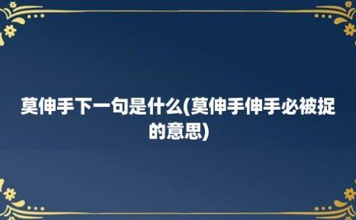 莫伸手下一句是什么(莫伸手伸手必被捉的意思)