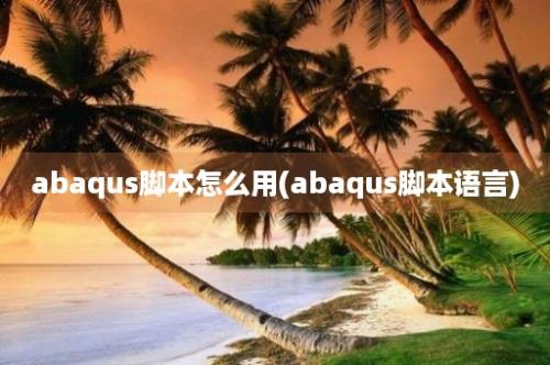 abaqus脚本怎么用(abaqus脚本语言)