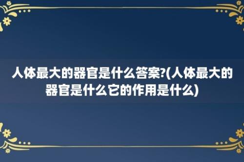 人体最大的器官是什么答案?(人体最大的器官是什么它的作用是什么)