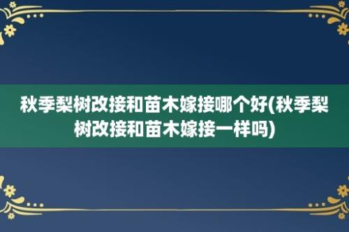 秋季梨树改接和苗木嫁接哪个好(秋季梨树改接和苗木嫁接一样吗)