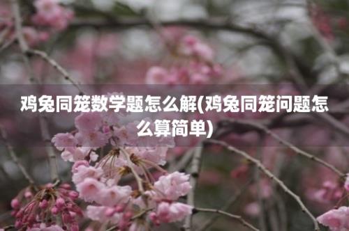 鸡兔同笼数学题怎么解(鸡兔同笼问题怎么算简单)