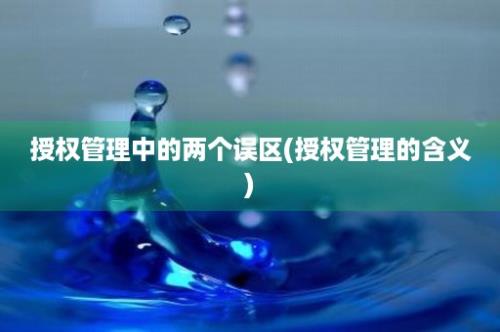 授权管理中的两个误区(授权管理的含义)