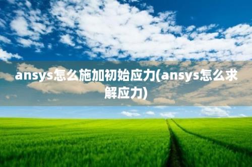 ansys怎么施加初始应力(ansys怎么求解应力)