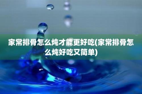 家常排骨怎么炖才能更好吃(家常排骨怎么炖好吃又简单)