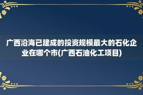 广西沿海已建成的投资规模最大的石化企业在哪个市(广西石油化工项目)