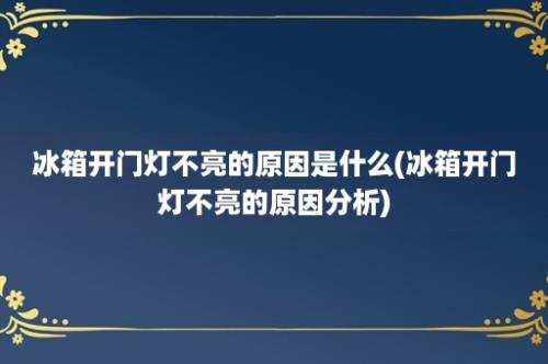 冰箱开门灯不亮的原因是什么(冰箱开门灯不亮的原因分析)