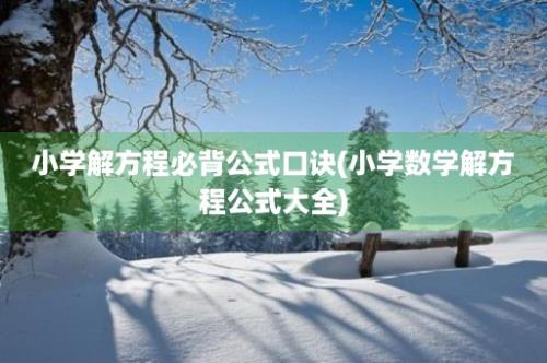 小学解方程必背公式口诀(小学数学解方程公式大全)