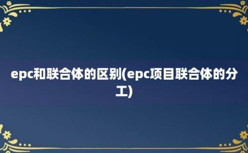 epc和联合体的区别(epc项目联合体的分工)