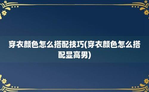 穿衣颜色怎么搭配技巧(穿衣颜色怎么搭配显高男)