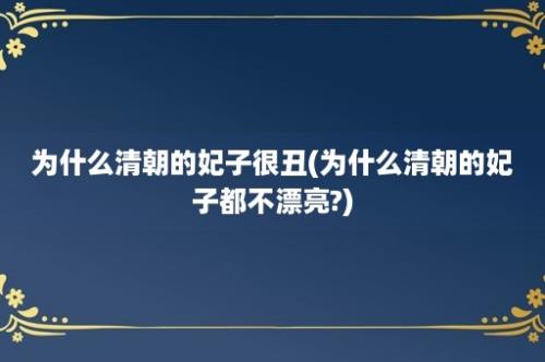 为什么清朝的妃子很丑(为什么清朝的妃子都不漂亮?)