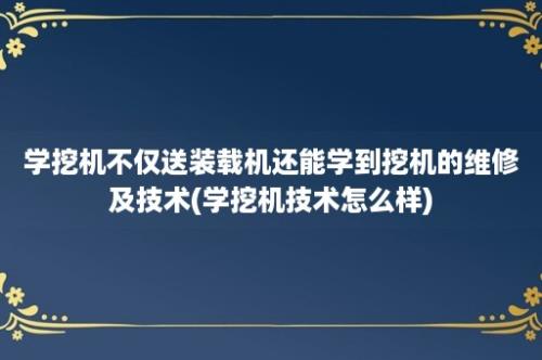 学挖机不仅送装载机还能学到挖机的维修及技术(学挖机技术怎么样)