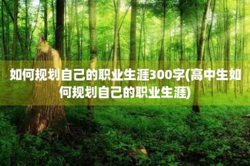 如何规划自己的职业生涯300字(高中生如何规划自己的职业生涯)