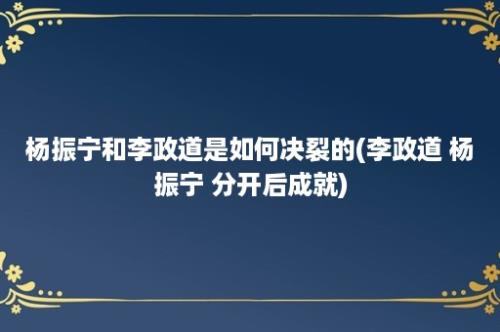 杨振宁和李政道是如何决裂的(李政道 杨振宁 分开后成就)