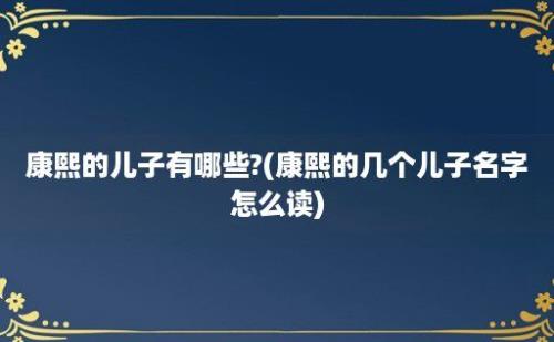 康熙的儿子有哪些?(康熙的几个儿子名字怎么读)