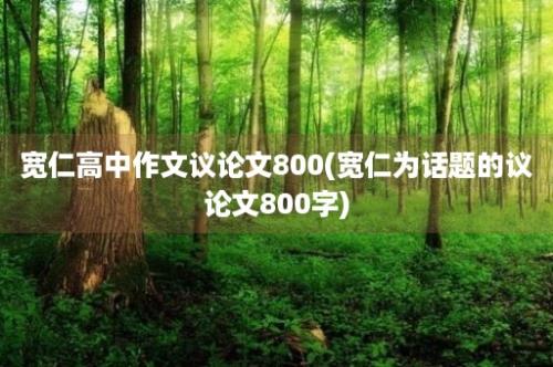 宽仁高中作文议论文800(宽仁为话题的议论文800字)