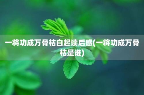 一将功成万骨枯白起读后感(一将功成万骨枯是谁)