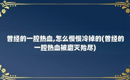 曾经的一腔热血,怎么慢慢冷掉的(曾经的一腔热血被磨灭殆尽)