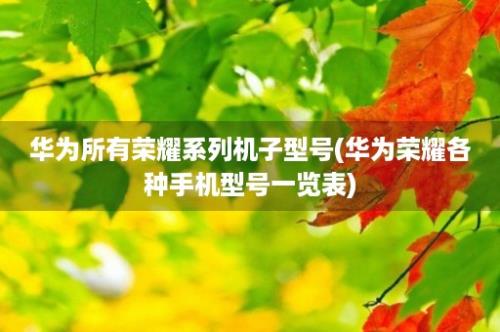 华为所有荣耀系列机子型号(华为荣耀各种手机型号一览表)