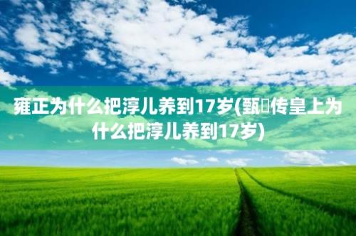 雍正为什么把淳儿养到17岁(甄嬛传皇上为什么把淳儿养到17岁)