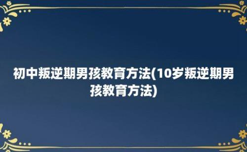 初中叛逆期男孩教育方法(10岁叛逆期男孩教育方法)