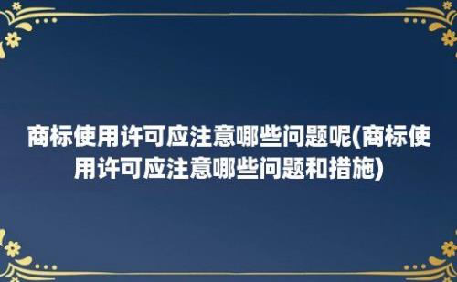 商标使用许可应注意哪些问题呢(商标使用许可应注意哪些问题和措施)