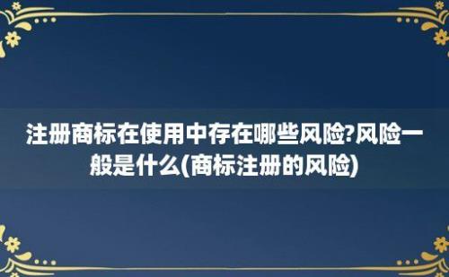 注册商标在使用中存在哪些风险?风险一般是什么(商标注册的风险)